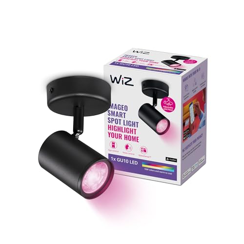 WiZ Imageo 1er-Spot Tunable White and Color, Deckenleuchte, dimmbar, warm- bis kaltweiß, 16 Mio. Farben, 1 x 5 W, smarte Steuerung per App/Stimme über WLAN, schwarz von WiZ