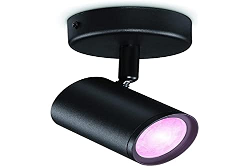 WiZ Imageo 1er-Spot Tunable White and Color, Deckenleuchte, dimmbar, warm- bis kaltweiß, 16 Mio. Farben, 1 x 5 W, smarte Steuerung per App/Stimme über WLAN, schwarz von WiZ