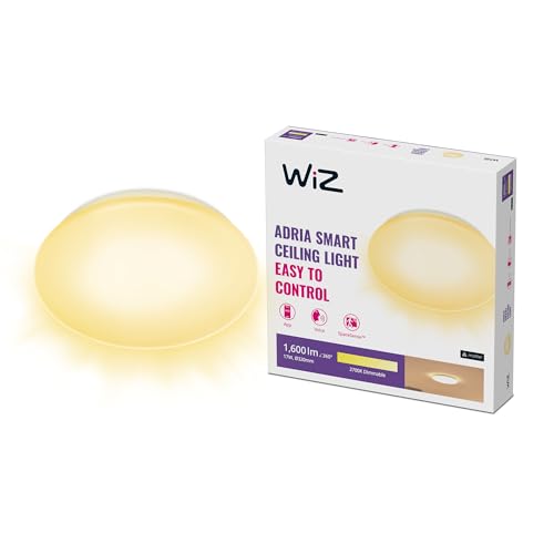 WiZ Adria Warm White Deckenleuchte (1.600 lm), dimmbare Deckenlampe mit warmweißem Licht, smarte Lichtsteuerung über WLAN per App/Stimme, weiß von WiZ