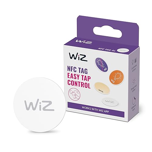 WiZ NFC tag, smarte und einfache Lichtsteuerung der Lampen & Leuchtem per Smartphone, konfigurierbar in der WiZ App, selbstklebend, 4-er Pack von WiZ