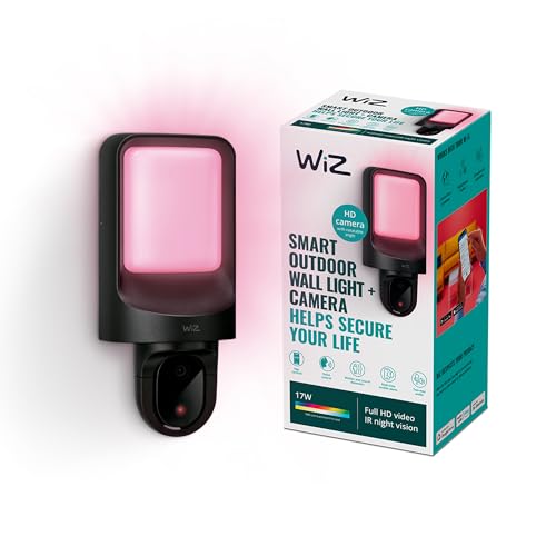 WiZ Outdoor-Wandleuchte mit integrierter Outdoor Kamera mit WLAN, smartes Licht in weiß- und Farbtönen, Steuerung per App von WiZ