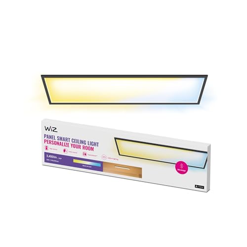 WiZ Panel Deckenleuchte Tunable White, dimmbar, 36 W, 1195 x 295 mm, warm- bis kaltweiß, quadratisch, smarte Steuerung per App/Stimme über WLAN, schwarz von WiZ