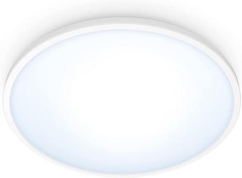 WiZ Tunable White Superslim Deckenleuchte, 16 W, Ø292 mm, LED Leuchte mit warm- bis kaltweißem dimmbarem Licht, smarte Lichtsteuerung über WLAN per Stimme/App, weiß von WiZ
