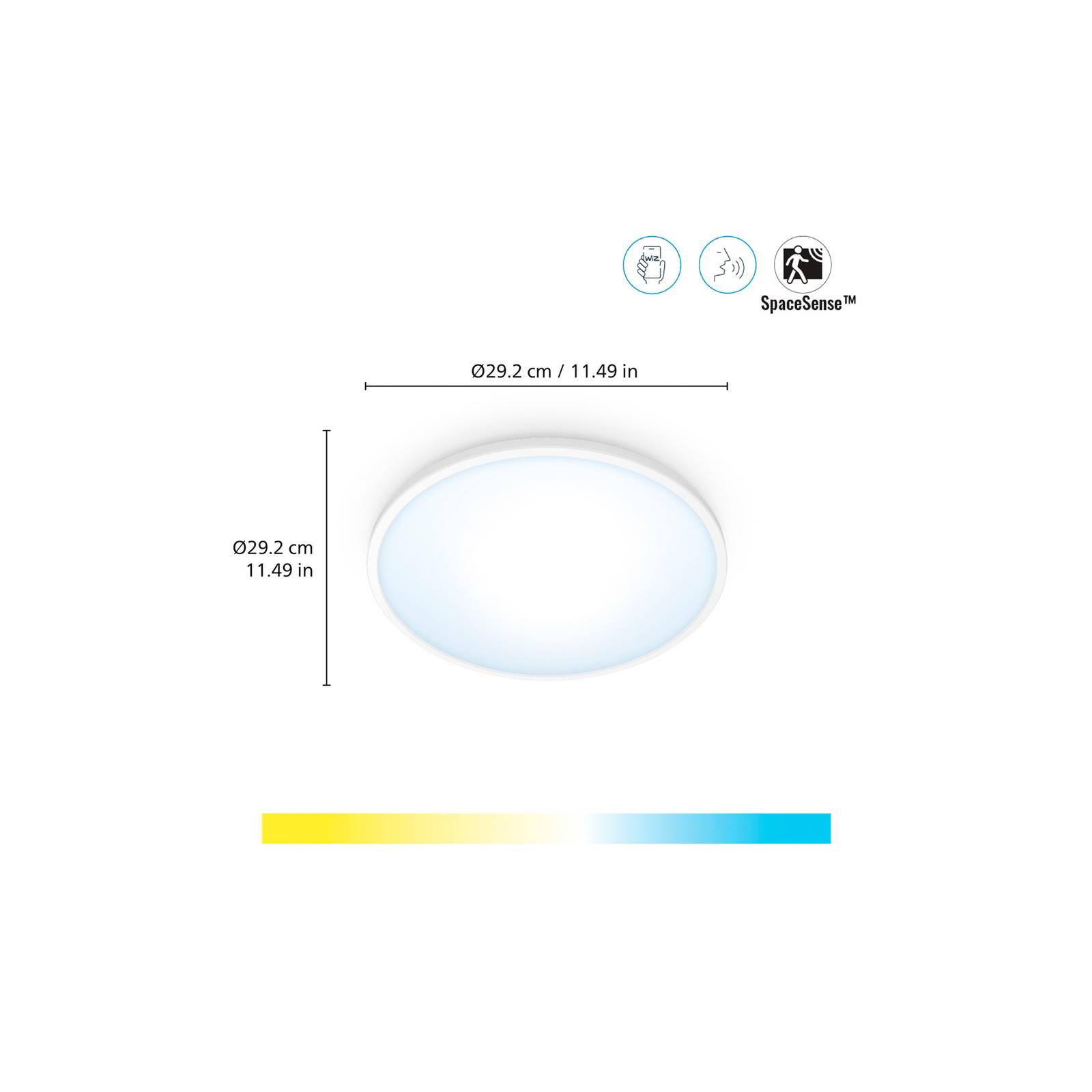 WiZ SuperSlim LED-Deckenleuchte CCT Ø29cm weiß von WiZ