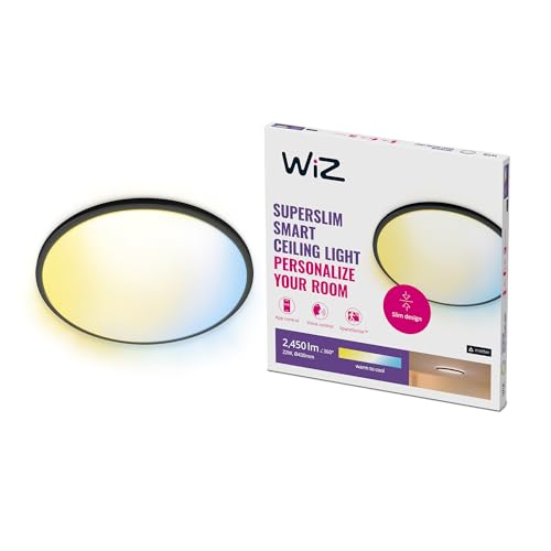 WiZ SuperSlim Deckenleuchte Tunable White, dimmbar, warm- bis kaltweiß, 22W, smarte Steuerung per App/Stimme über WLAN, schwarz von WiZ