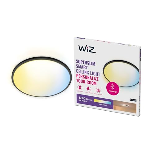 WiZ SuperSlim Deckenleuchte Tunable White, dimmbar, warm- bis kaltweiß, 36W, smarte Steuerung per App/Stimme über WLAN, schwarz von WiZ