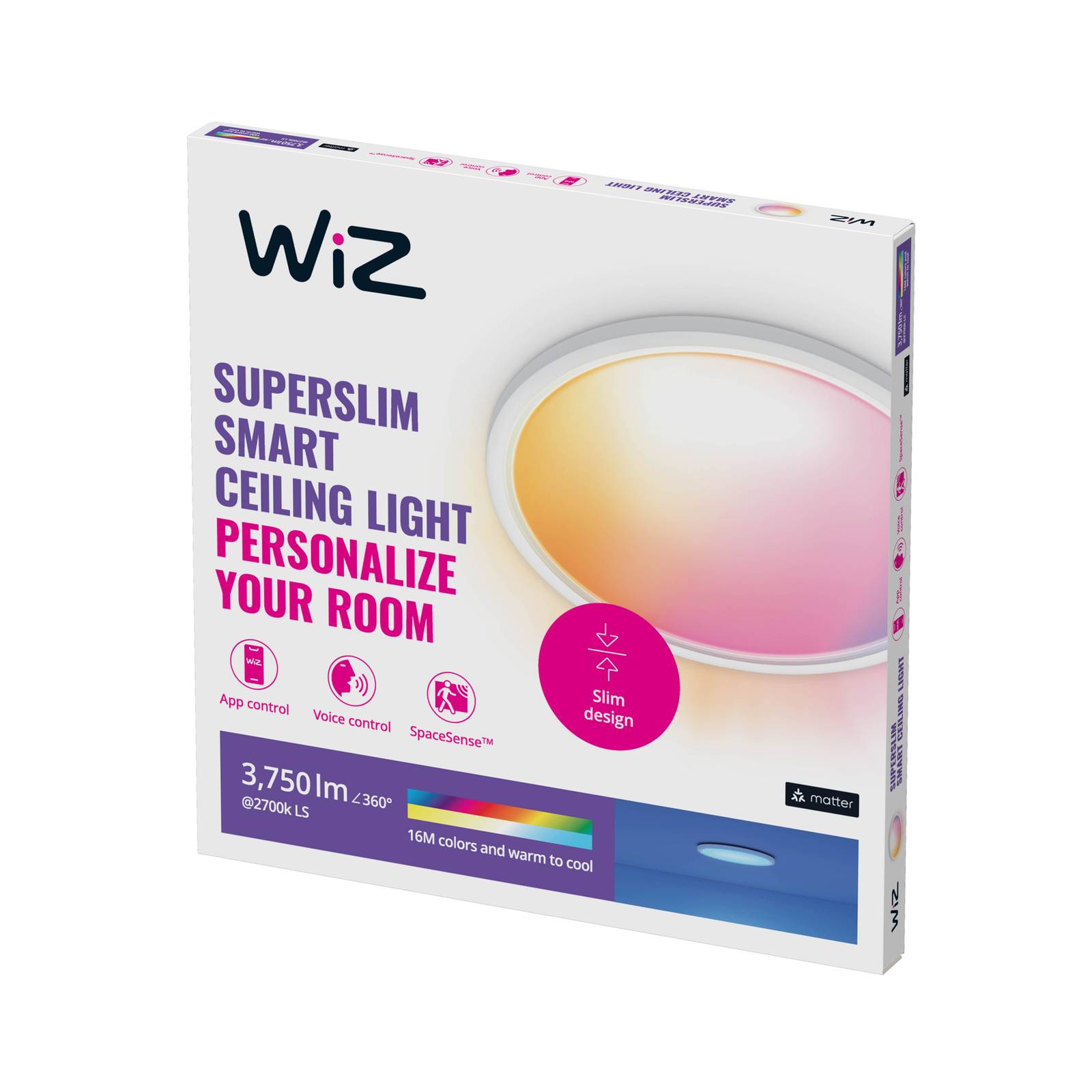 WiZ SuperSlim LED-Deckenleuchte RGBW Ø54cm weiß von WiZ