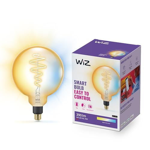WiZ Tunable White Amber LED Lampe, E27, Globeform, 25W, Vintage-Design, warmweißes bis kaltweißes Licht, smarte Steuerung per App/Stimme über WLAN von WiZ