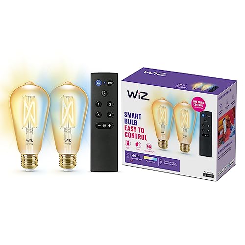 WiZ Tunable White Amber LED Lampe, Edison, E14, 50W, Vintage Design, dimmbar smarte Steuerung per App/Stimme, Doppelpack inkl. WiZmote Fernbedienung von WiZ