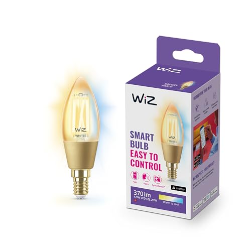 WiZ Tunable White Amber LED Lampe, Kerzenform, E14, 4,9 W, Vintage Design, dimmbar, warm- bis kaltweiß, smarte Steuerung per App/Stimme über WLAN von WiZ