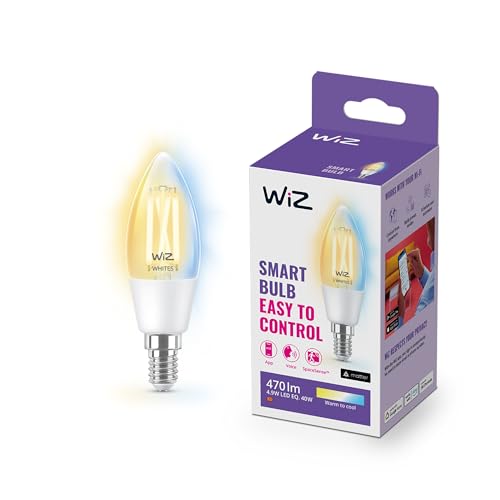 WiZ Tunable White LED Lampe, Kerzenform, E14, 40W, Vintage Design, dimmbar, warm- bis kaltweiß, smarte Steuerung per App/Stimme über WLAN von WiZ