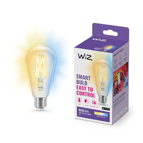 WiZ Tunable White LED Lampe, Edison, E27, 60W, Vintage Design, dimmbar, warm- bis kaltweiß, smarte Steuerung per App/Stimme über WLAN, 1 Stück (1er Pack) von WiZ