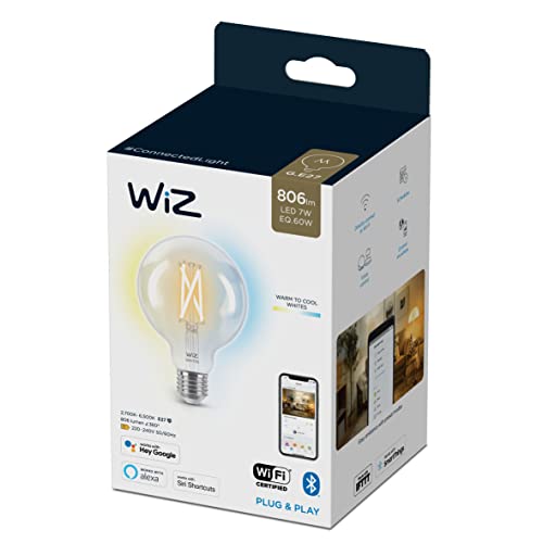 WiZ Tunable White LED Lampe, Globe, E27, 60 W, Vintage Design, dimmbar, warm- bis kaltweiß, smarte Steuerung per App/Stimme über WLAN von WiZ
