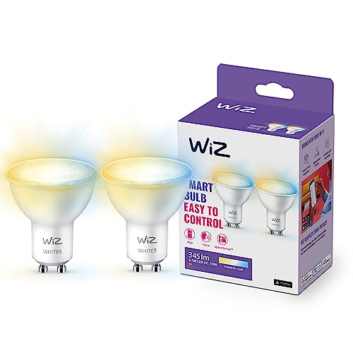 WiZ Tunable White LED Spots GU10 2er-Pack (345 lm), 50 W Kunststoff Spots mit warm- bis kaltweißem dimmbarem Licht, smarte Lichtsteuerung über WLAN per Stimme/App von WiZ