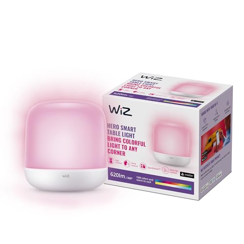 WiZ Tunable White and Color Hero Tischleuchte (620 lm), Tischlampe mit 16 Mio. Farben oder warm- bis kaltweißem dimmbarem Licht, smarte Lichtsteuerung über WLAN per Tap-Funktion oder Stimme/App, weiß von WiZ