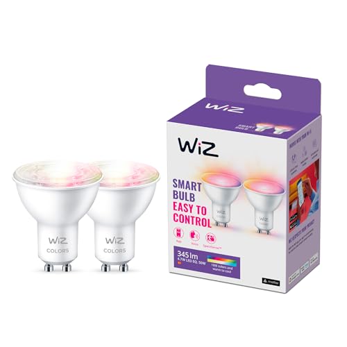 WiZ Tunable White & Color LED Lampe, GU10, dimmbar, warm- bis kaltweiß, 16 Mio. Farben, 50W, smarte Steuerung per App/Stimme über WLAN; Doppelpack von WiZ