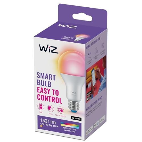 WiZ Tunable White and Color LED Lampe, E27, dimmbar, warm- bis kaltweiß, 16 Mio. Farben, 1521 lm, 100W, smarte Steuerung per App/Stimme über WLAN von WiZ