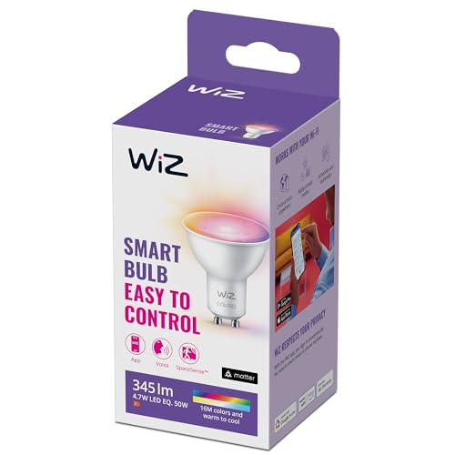 WiZ Tunable White and Color LED Spot, GU10, dimmbar,warm -bis kaltweiß, 16 Mio. Farben, 50W, smarte Steuerung per App/Stimme über WLAN von WiZ