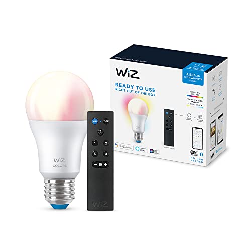 WiZ Tunable White & Color E27 Lampe, dimmbar, warm- bis kaltweiß, 16 Mio. Farben, 60W, smarte Steuerung per App/Stimme über WLAN, inkl. WiZMote Fernbedienung von WiZ