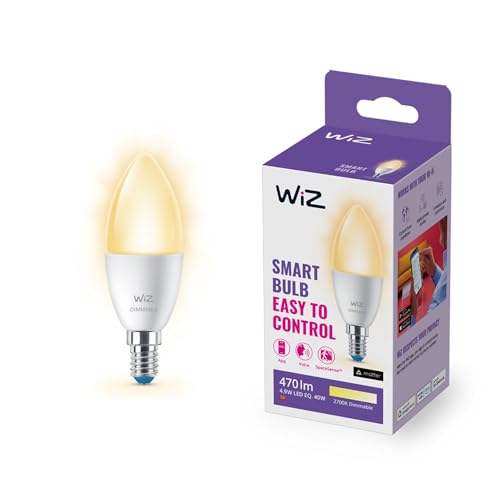 WiZ Warm White LED Lampe, E14, Dimmbar, 40 W-Smarte Steuerung per App/Stimme über WLAN, 1 Stück (1er Pack) von WiZ