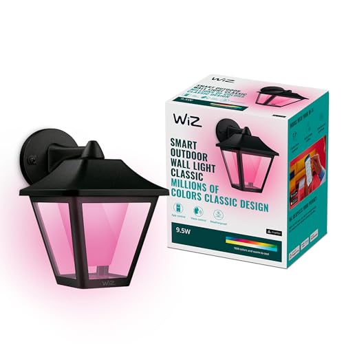 WiZ smarte Outdoor Wandleuchte Classic, 16 Mio. Farben, schwarz, WLAN-App-Steuerung, für Haus-, Garten- und Terrassenbeleuchtung, IP44 wetterfest von WiZ