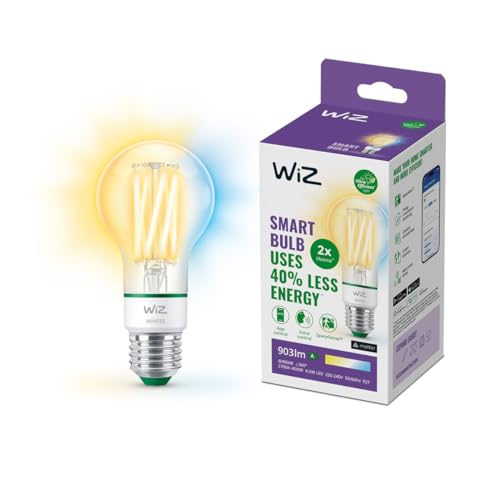 WiZ ultra effiziente smarte LED Lampe, E27, Energieeffizienzklasse A, energiesparend, Automatisierung und smarte Steuerung per App/Stimme über WLAN von WiZ