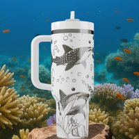 Walhai Gravierte Becher - Ocean Wrap Edelstahlbecher, 40 Oz von WiahskLoanjsu