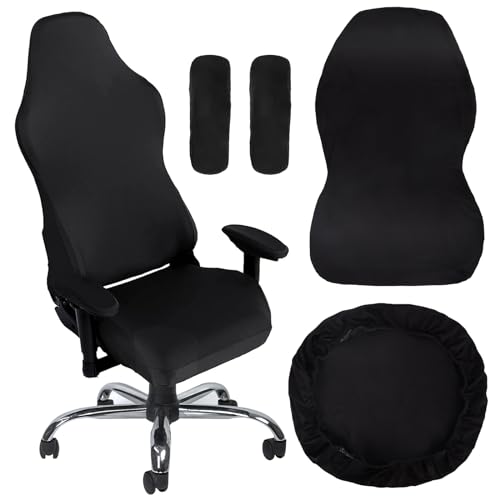 Wiainty 4 Stück Bezug für Gaming-Stuhl, 4 Stück, Bezug für Gaming-Stuhl, Schwarz, Armlehnen für Bürostuhl, Computerstuhl, Gaming-Stuhl von Wiainty