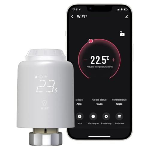WIBY Intelligenter Thermostatkopf für Heizkörper, WLAN-Thermostate für Heizkörper, intelligentes Thermostat Heizung mit App, kompatibel mit Amazon Alexa/Home Assistant WIBY Intelligenter Thermostatkopf für Heizkörper, WLAN-Thermostate für Heizkörper, intelligentes Thermostat Heizung mit App, kompatibel mit Amazon Alexa/Home Assistant von Wiby