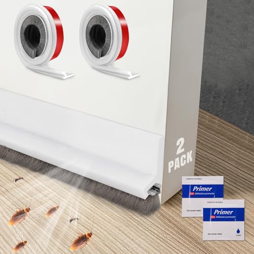 Selbstklebender Türdichtung Zugluftstopper mit Schallschutz Bürste: 2 Stück Kälteschutz Gegen Insekt Dichtungsband für Türen Dichtung Luftzugstopper für Door Stopper Windschutz Staubschut （100*3.5cm） von Wicbb