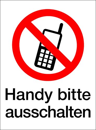 Schild Handy bitte ausschalten, Kunststoff, selbstklebend von Wichelhaus