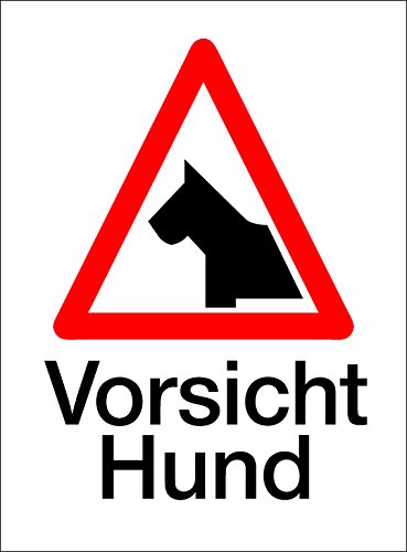 Schild Vorsicht Hund, Kunststoff, selbstklebend von Wichelhaus
