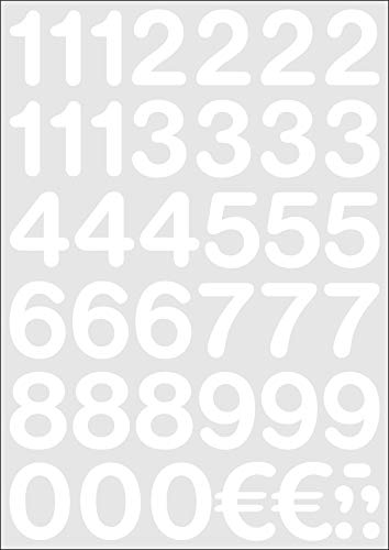 Zahlen und Zeichen Set weiß 4cm hohe Buchstaben in hochwertiger Folie (Zahlen Set 4cm, weiß) von Wichelhaus