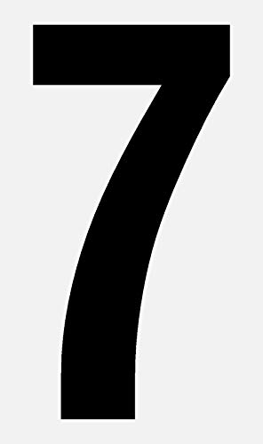 Ziffer 7, selbstklebend aus HartPlastic,15mm bis 200mm für innen und außen, seewasserfest, in schwarz, weiß oder rot (100mm breite Schrift, schwarz) von Wichelhaus