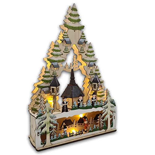 LED Schwibbogen Schwibbogenecke Seiffener Kirche Spitzleuchter mit Trafo und Timer Lichterbogen Weihnachtsdeko Fenster Echtholz 42cm LED Schwibbogen Schwibbogenecke Seiffener Kirche Spitzleuchter mit Trafo und Timer Lichterbogen Weihnachtsdeko Fenster Echtholz 42cm von Wichtelstube-Kollektion