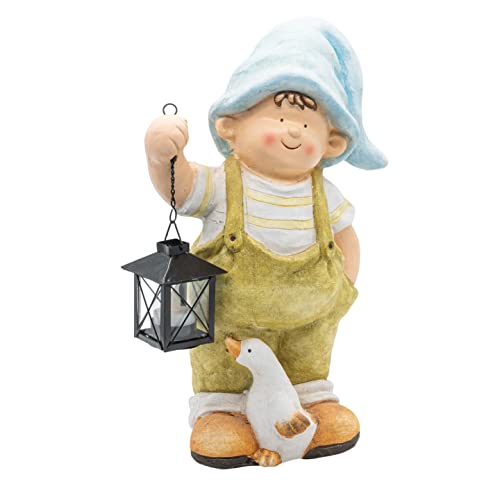 Wichtelstube-Kollektion Gartenfigur XL Hans mit Gans und Laterne Dekofigur Outdoor 40cm hoch Gartedeko Wetterfest für Außen Polyresin von Wichtelstube-Kollektion