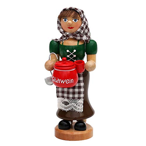 Wichtelstube-Kollektion Holz Räucherfrau Räuchermann Räuchermännchen Räucherfigur Glühweinfrau mit dampfendem Glühweintopf, Tasse & Schöpfkelle 7 x 8 x 17 cm von Wichtelstube-Kollektion