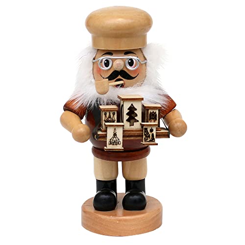Wichtelstube-Kollektion Holz Räuchermännchen Markthändler mit Bauchladen natürliche traditionelle Schlichte Premium Räucherfigur 9,5 x 7,5 x 16,5 cm Weihnachten von Wichtelstube-Kollektion