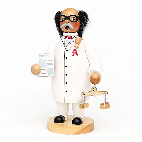 Wichtelstube-Kollektion Holz Räuchermann Räuchermännchen Räucherfigur Apotheker mit Waage & Zeitung 11 x 7 x 20 cm von Wichtelstube-Kollektion