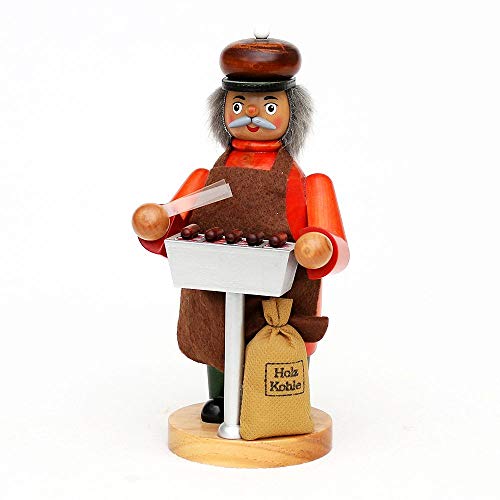 Wichtelstube-Kollektion Holz Räuchermann Räuchermännchen Räucherfigur Grillmeister mit rauchendem Holzkohlegrill 10 x 8 x 20 cm von Wichtelstube-Kollektion