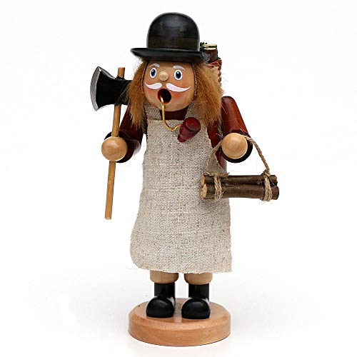 Wichtelstube-Kollektion Holz Räuchermann Räuchermann Räuchermännchen Räucherfigur Waldarbeiter mit Juteschürze, braun 9 x 10 x 19 cm von Wichtelstube-Kollektion