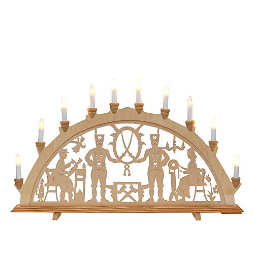 Wichtelstube-Kollektion Holz Schwibbogen Lichterbogen Berleute XXL 71cm Schwippbogen Weihnachten Weihnachtsbogen Schwibbogen Weihnachten 10 Kerzen 230V Anschluss von Wichtelstube-Kollektion