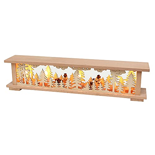 Wichtelstube-Kollektion Holz Schwibbogenbank Schwibbogenunterbau Waldarbeiter 57x10x13cm von Wichtelstube-Kollektion