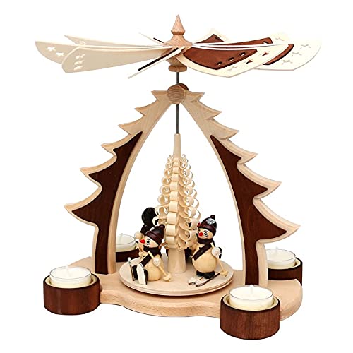 Wichtelstube-Kollektion Holz Weihnachtsyramide Schneemänner Erzgebirge Teelicht Pyramide von Wichtelstube-Kollektion