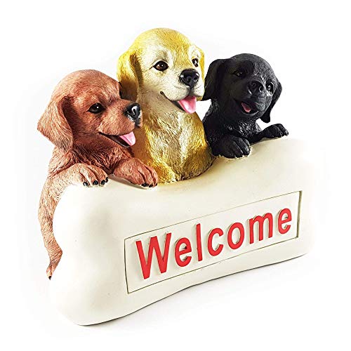 Wichtelstube-Kollektion Hundewelpen Innenbeleuchtet Solar Hunde Deko Figur Garten von Wichtelstube-Kollektion