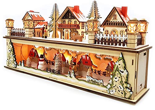 Wichtelstube-Kollektion LED Holz Lichtersockel mit Timer Schwibbogen Weihnachtsdorf Podest mit Timer schwibbogen Schwippbogen von Wichtelstube-Kollektion