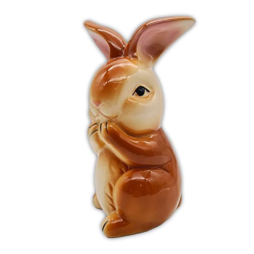 Wichtelstube-Kollektion XL Osterhase braun glasiert Osterdeko für innen und außen Osterhase Keramik Deko 21 x 10 x 11, 5 cm von Wichtelstube-Kollektion