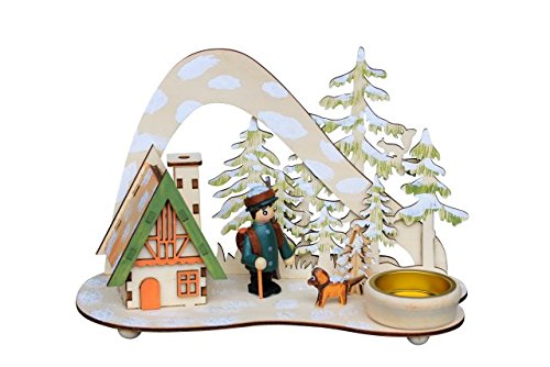 Wichtelstube-Kollektion Räucherhaus mit Teelichthalter Förster mit Hund Weihnachten Holz von Wichtelstube-Kollektion