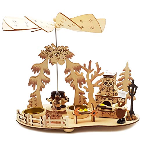Wichtelstube-Kollektion Weihnachtspyramide Holz mit Räucherhaus Teelichter Weihnachten Bäckerei Pyramide von Wichtelstube-Kollektion