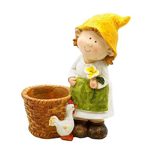 Wichtelstube-Kollektion XL Gartenfigur Isabel Deko Figuren mit Blumentopf Gartenfiguren Wetterfest Gartendekoration für Außen Dekofiguren Balkon Flur 33 x 16 x 35cm von Wichtelstube-Kollektion